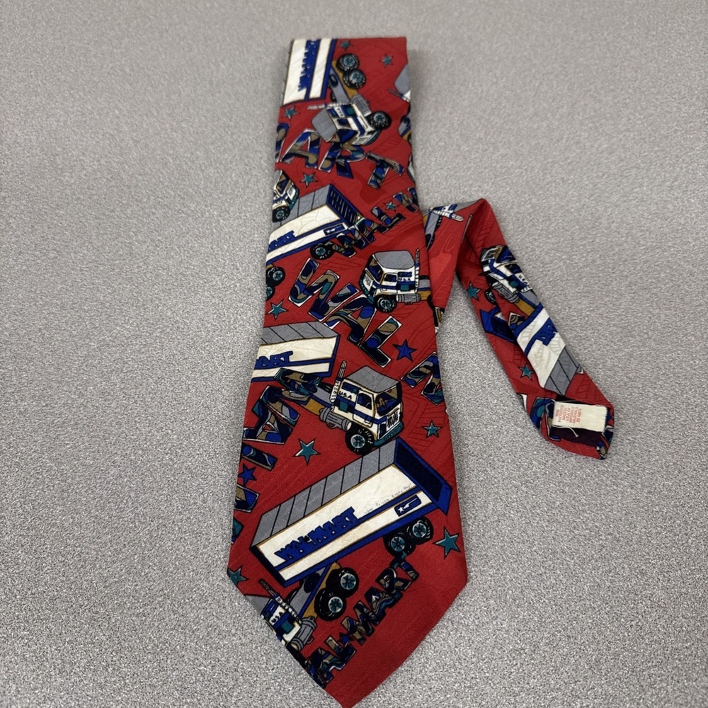 Vintage WALMART Company B Red Necktie With Semi Trucks